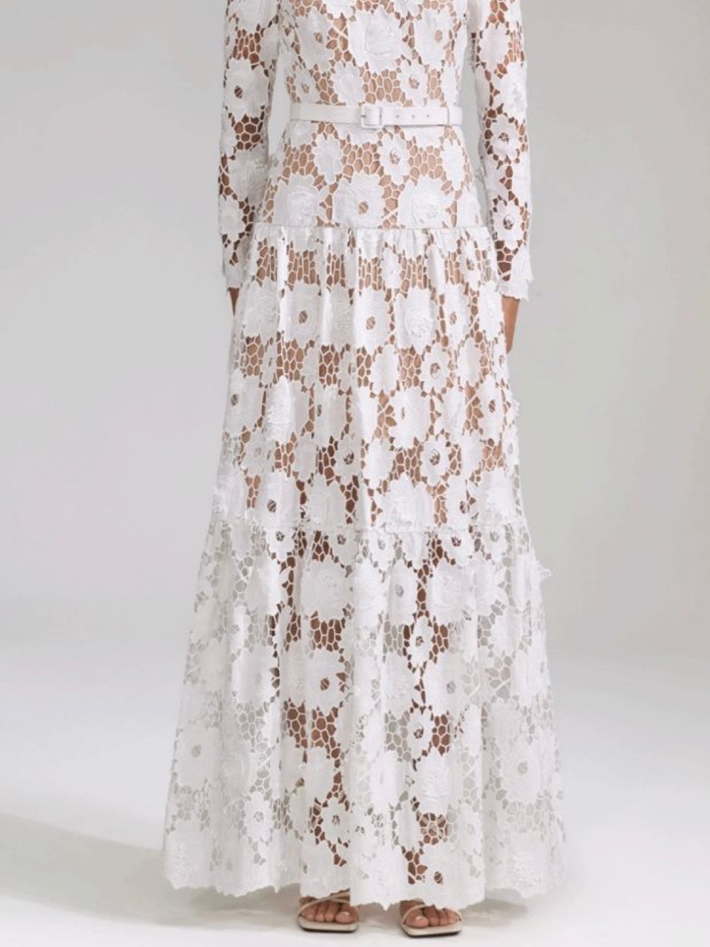 Self Portrait White 3D Maxi Floral Lace Dress Size 2 - Picture 3 of 13